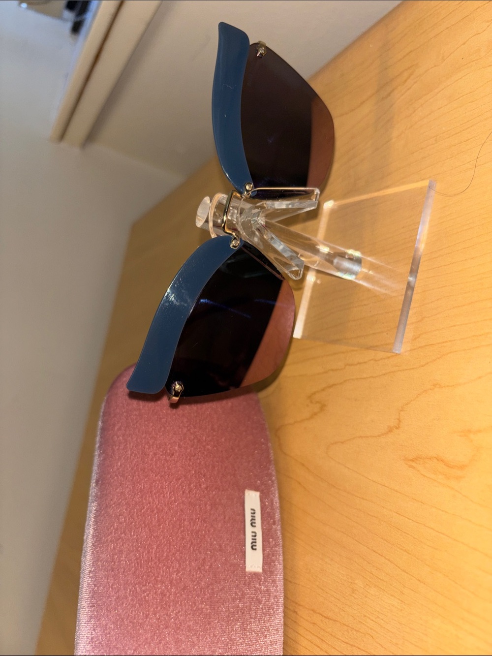 Miu Miu Blue Rim Sunglasses with Pink Case
